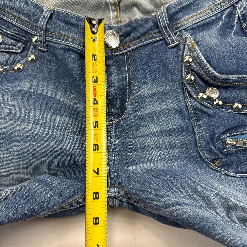 Apple Bottoms Skinny Jeans Womens 7/8 Blue Denim Skinny Jeans Studded Ankle Zip - Picture 5 of 6